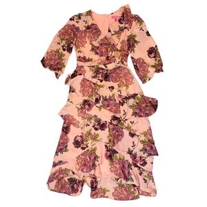 Betsey Johnson Pink Floral Ruffle Dress